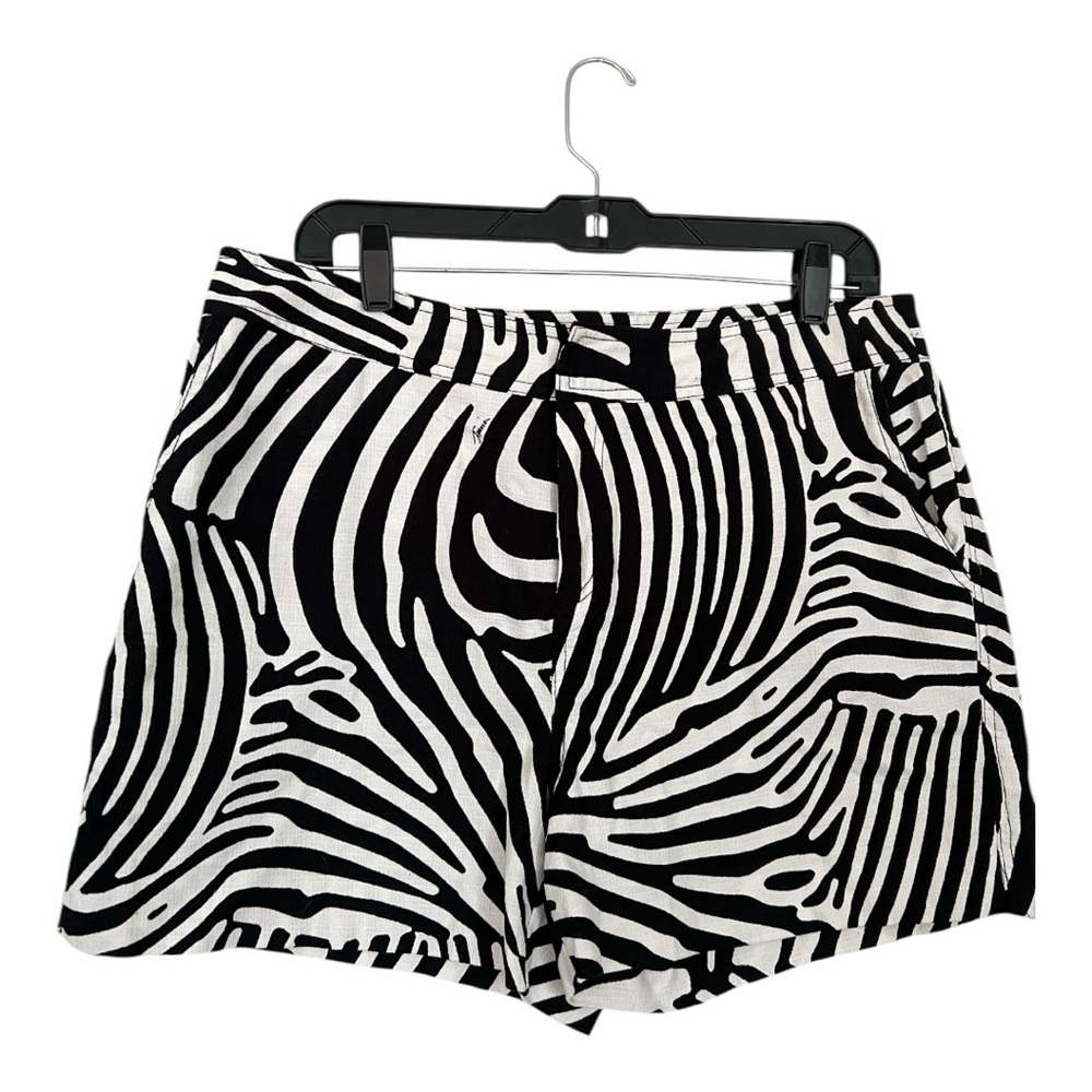 Trina Turk Black and White Patterned High Waist Shorts Size 12 - Picture 5 of 7